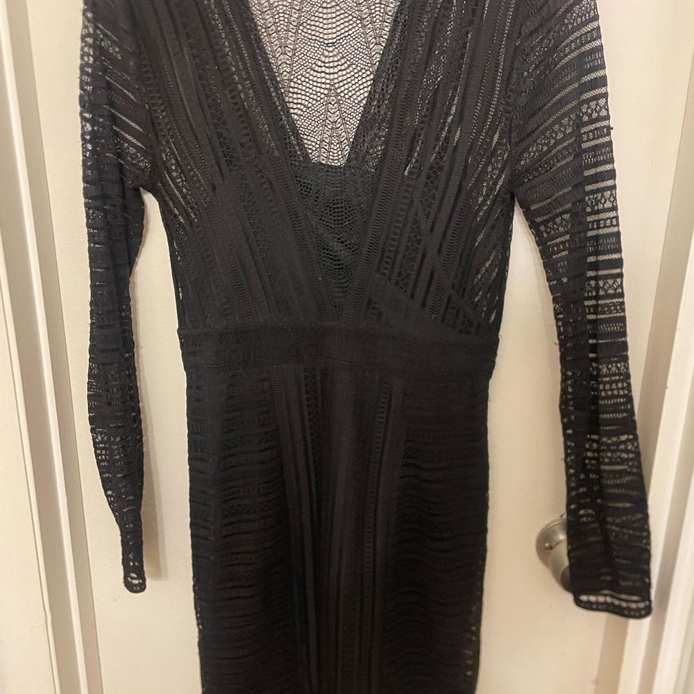 BCBGMaxAzria Black Long Sleeve Lace Dress